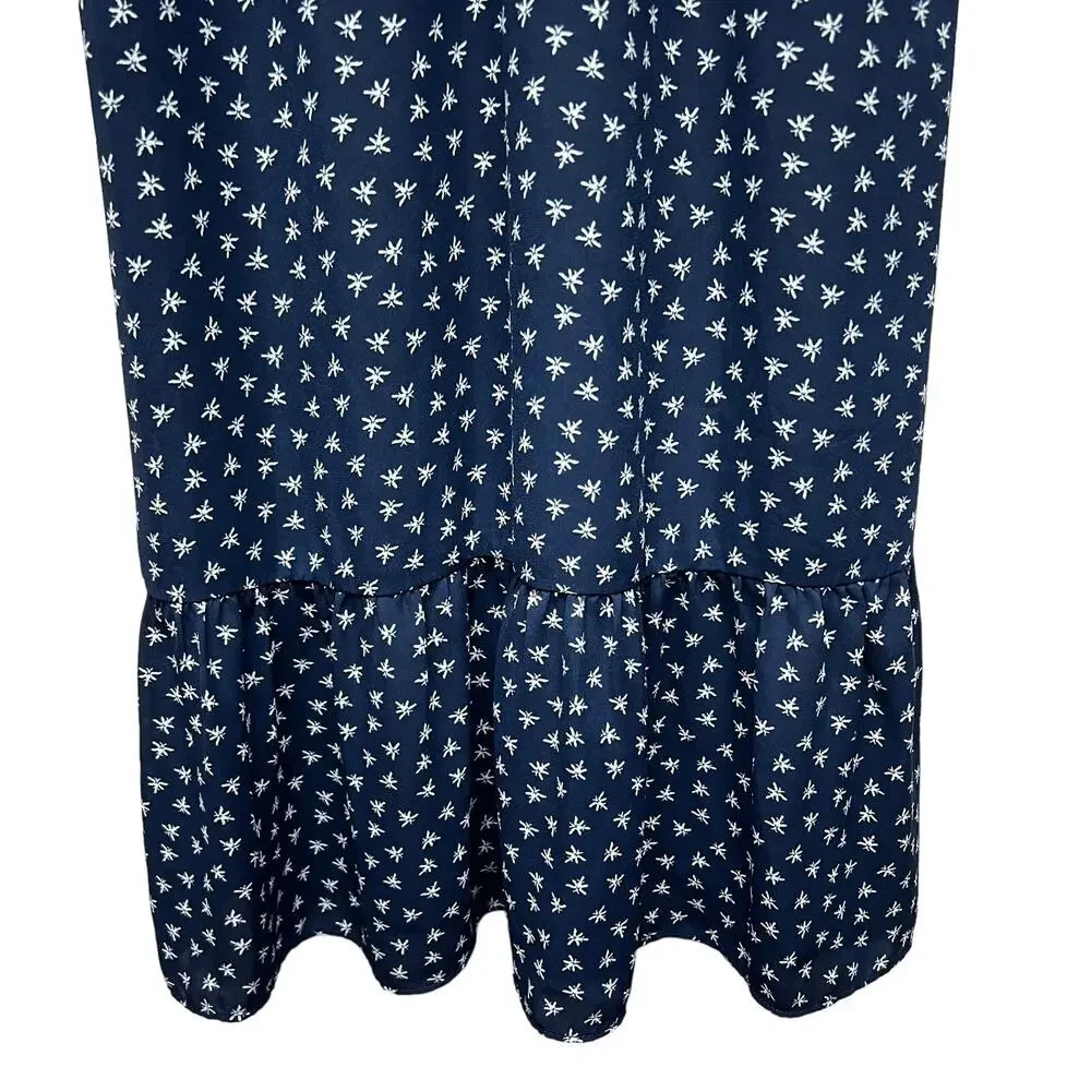J. Crew Mercantile Navy Blue High Waisted Ruffle Hem Cap Sleeve Women's Dress XS